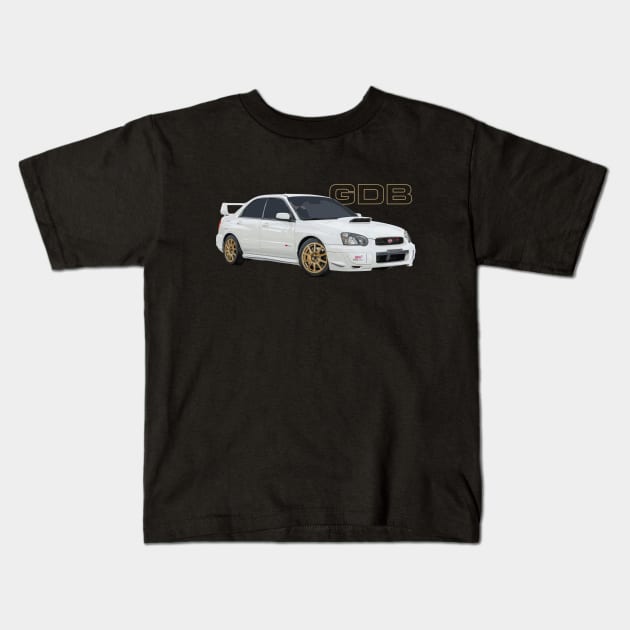 Impreza WRX STi GDB Hawkeye Version 8 Kids T-Shirt by cowtown_cowboy